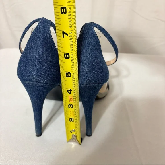 Liliana BB57 women's denim fabric toe pumps. Lucite clear side, a stiletto heel. - Picture 5 of 6